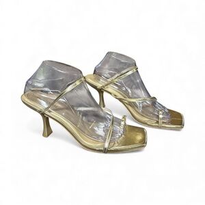 Carcuume Women’s Canna Gold PU Heeled Sandals | Size 10